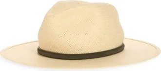 Janessa Leon&eacute; Simone Packable Straw Fedora in Natural/stone at Nordstrom, Size X-Large