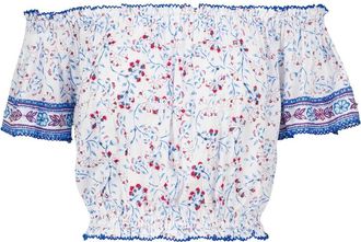 Poupette St Barth Blusa Camilla con scollo bardot e stampa