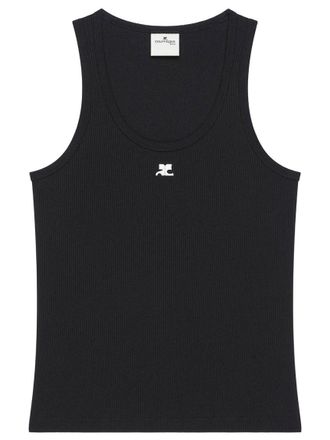 Courr&egrave;ges Black Knitted Scoop Neck Top