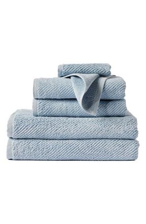 Coyuchi Air Weight 6-Piece Organic Cotton Bath Towel, Hand Towel & Washcloth Set in Stone Blue at Nordstrom, Size 6 Piece