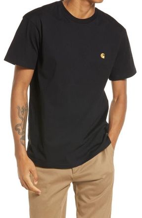 Carhartt Work in Progress Chase Crewneck T-Shirt in Black/gold at Nordstrom, Size Large