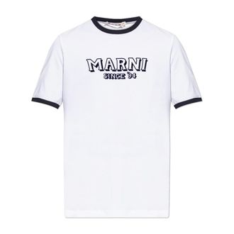 Marni T-Shirts, male, White, M, Logo T-Shirt