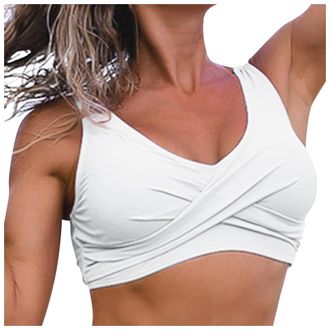 Generic Womens Twist Front Bikini Top V Neck Push Up Padded Swimsuit Top Bathing Suits Swimming Costume Women Holiday Essentials White