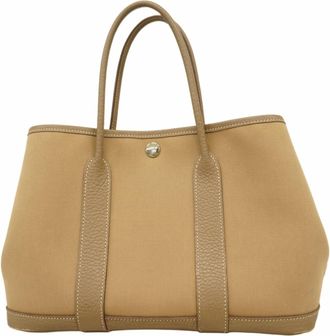 Herm&egrave;s Etoupe Gray Toile Officier Tote Bag (Pre-Owned)