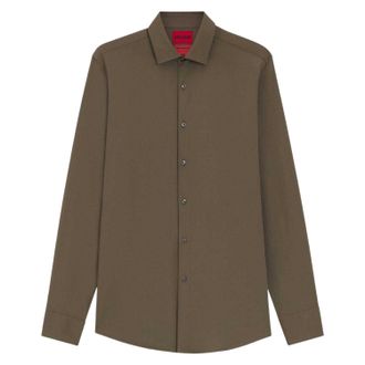 HUGO BOSS Heren Effen Slim Fit Lange Mouwen Shirt (Grijs)