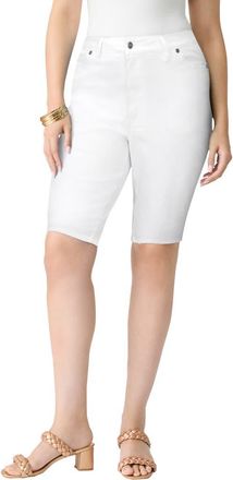 Roaman's Plus Size 24/7 Stretch Bermuda Short in White Denim at Nordstrom, Size 18