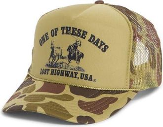 One Of These Days Lost Highway Trucker Hat in Light Green Camo at Nordstrom