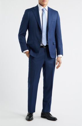 Samuelsohn Textured Dark Blue Wool Suit at Nordstrom, Size 40 Regular