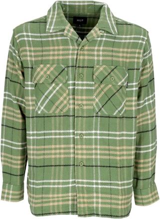 HUF Geruite Flanellen Overhemd met Kraag - Heren - Casual Overhemden - Groen - S - Katoen - Overhemden