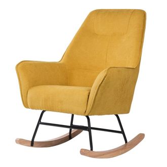 Koketto Home Sill&oacute;n mecedora tapizado mostaza y patas de roble