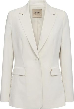 Mos Mosh Elegante Blazer met V-hals en klepzakken - Dames - Blazers - Beige - L - Jassen