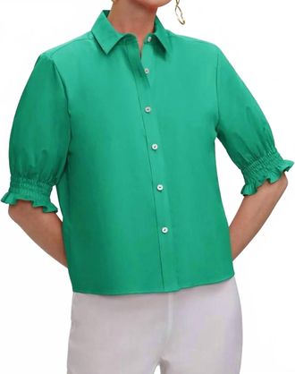 Foxcroft Vivienne Elbow Sleeve Shirt In Kelly Green
