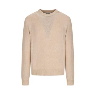 Jil Sander Round-neck Knitwear, male, Beige, Size: L LS CN Jumper