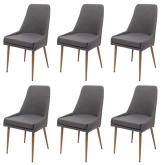 Hhg Hhg - Juego De 6 Silla De Comedor 069, Silla De Cocina Silla Tapizada, Tela/textil (280g/m&sup2;) Metal, Gris Oscuro