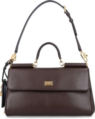 Dolce & Gabbana Leren Tas met Handvat - Dames - Handtassen - Bruin - ONE Size - Leer - Tassen