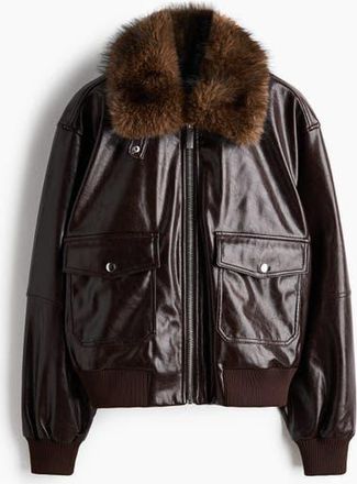 H&M Detachable-collar Coated Jacket in Dark Brown at Nordstrom, Size X-Small