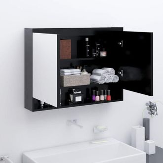 vidaXL Armadietto Bagno con Specchio 80x15x60 cm in mdf Antracite Vidaxl