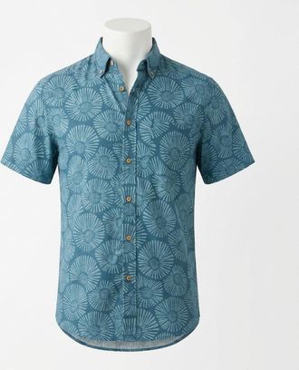 Faherty Breeze Short Sleeve Shirt In Stormy Sea Floral