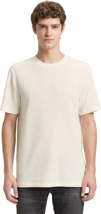 Tom Tailor Denim T-Shirt TOM TAILOR DENIM, Herren, Gr. XXL, wool wei&szlig;, Single Jersey, Obermaterial: 60% Baumwolle, 40% Polyester, unifarben, regular fit normal, Rundha