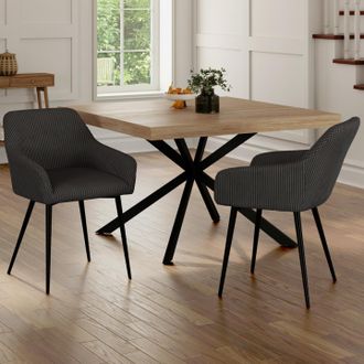 IDMarket Idmarket - Lote De 2 Sillas Y Sillones De Comedor Jany De Pana Gris