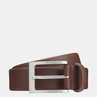 HUGO BOSS Accessories Boss Barnabie Nappa Leather Belt with Pin Buckle in Brown