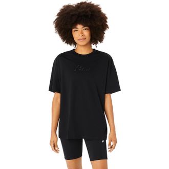 Asics Laufshirt ASICS ASICS LOGO TEE, Damen, Gr. S, schwarz (performance schwarz), Obermaterial: 60% Baumwolle, 40% Polyester, Shirts Laufshirt