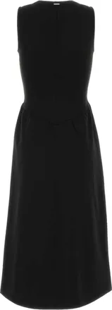 Calvin Klein Womens Sl Interlock Crew Nk Flare Midi Black Polyester Pes Maglie Sweater
