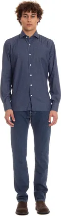 Barba Micro Pattern Denim Shirt Dandylife Line
