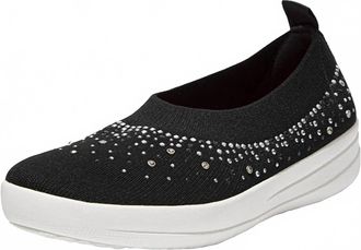 FitFlop Womens Uberknit Ombre Crystal Ballerinas Sneaker Flats In Black