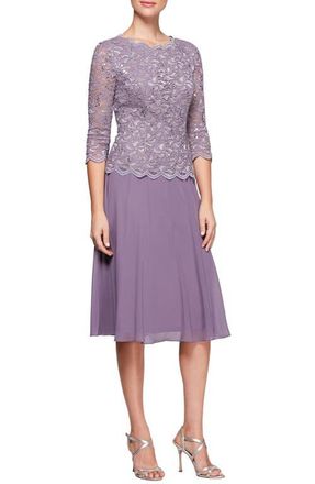 Alex Evenings Faux Two-Piece Cocktail Dress in Icy Orchid at Nordstrom, Size 10