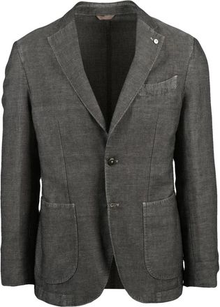 L.B.M. 1911 Brown Linen Cotton Rounded Jacket