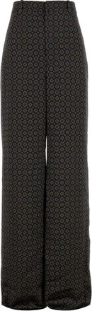 Saint Laurent Womens Pritned Satin Wide-leg Pant - Black viscose - Size EU 36 (Womens)