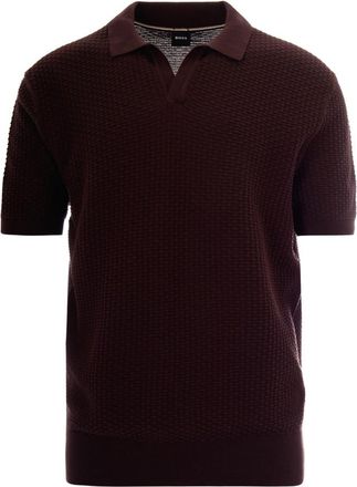 HUGO BOSS Brown Textured Shirt Collar Polo