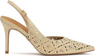Kazar Cr&egrave;me slingback pumps met opengewerkt patroon. Dit product valt klein uit. - Dames - Pumps - Beige - 37 EU - Leer - Schoenen