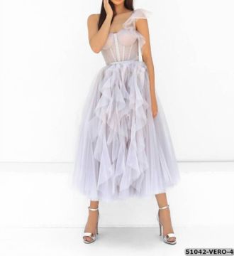 Tarik Ediz Womens A-Line Dress In Lilac Blue