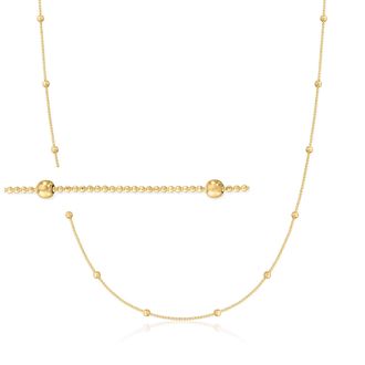 RS Pure by Ross-Simons 2mm 14kt Yellow Gold Bead Station Necklace