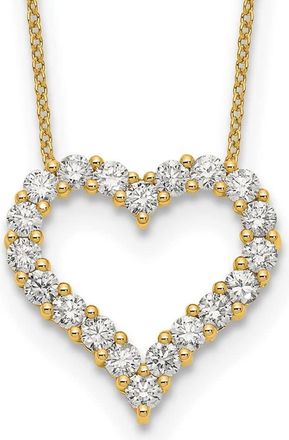 Diamond2Deal 14k Gold 1 1/2 Ct Lab Grown Diamond Open Heart Pendant Necklace 18 Clarity VS, Color D-E