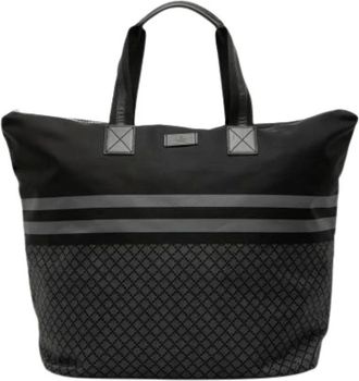 Gucci Pre-owned Tote Bags, female, Black, Size: ONE SIZE Pre-owned Printed Nylon Tote Bag
