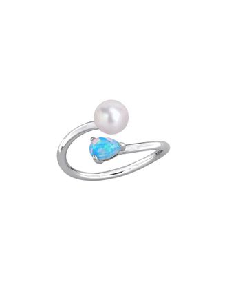 Rina Limor Silver 0.45 ct. tw. Gemstone & 6-6.5mm Pearl Ring