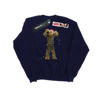 Star Wars Dames/Dames Chewbacca Kerstverlichting Sweatshirt (Marineblauw)