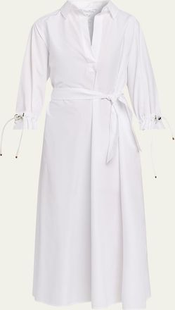 Max Mara Belted 3/4-Sleeve Midi Shirtdress