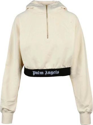 Palm Angels Korte Hoodie - Dames - Sweatshirts & Hoodies - Beige - Maat: XS Katoen