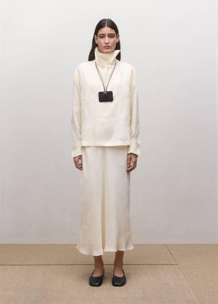 Mango Camicia lyocell collo a imbuto grezzo - Donna - S - MANGO