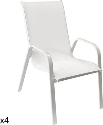 Happy Garden Juego de 4 sillas de textileno blanco y aluminio blanco