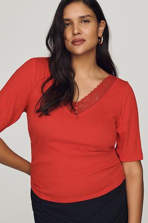 Maeve V-Neck Henley T-Shirt Top