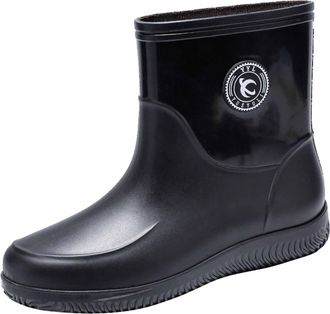 Generic Mens Deck Rain Shoes Waterproof Rain Boots Mud Garden Shoes Lightweight Work Shoes for Gardening Farming Boating Sailing (Black, 6.5)