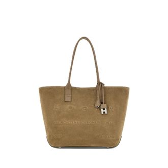 Hogan Suede Leather Base Embossed Tote Bag