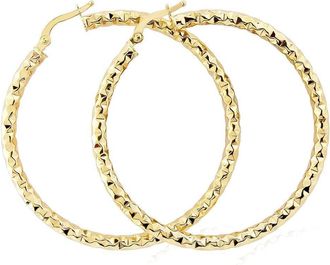 Jewelco London 9ct Gold Hammered Hoop Earrings - ERNR02911