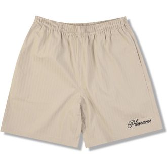Pleasures Fortunate Textured Stripe Active Shorts in Beige at Nordstrom, Size Xx-Large