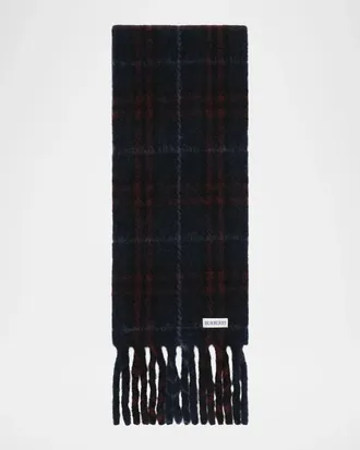 Burberry Men & apos;s Narrow Check Alpaca Wool-Blend Scarf